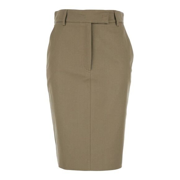 Plain Women Beige Skirt With Front Concealed Closure In Corduroy Woman